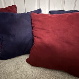 Set of 2 Solid Plush Throw Pillows - Red and Navy